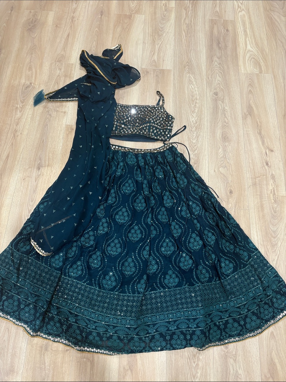 Teal Printed Maxi Skirt - Women